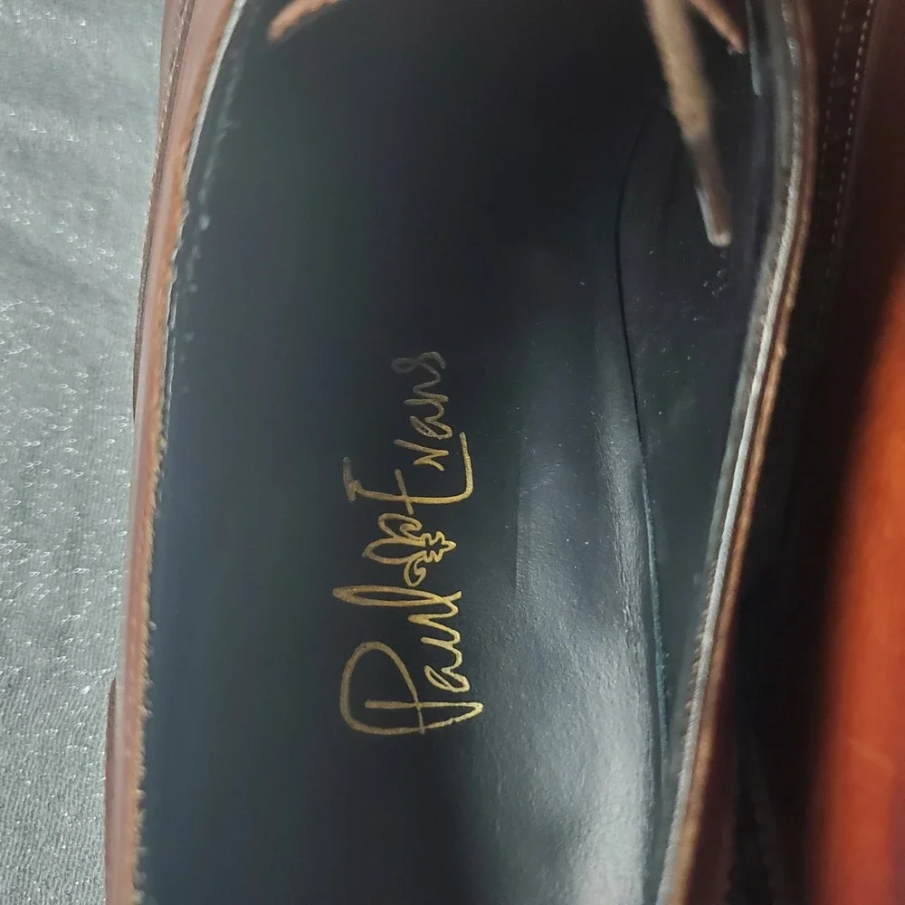 Paul Evans The Brando semi-brogue Brown Leather Cap Toe Shoes Made in Italy 7.5